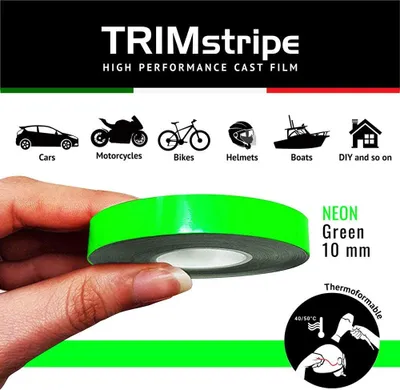 Image de Bande décorative adhésive pour voiture, vert fluo, 10 mm x 10 m