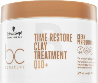 Produktbild von Schwarzkopf Professional BC Bonacure Time Restore Clay Treatment Q10+ kräftigende Maske für reifes Haar 500 ml