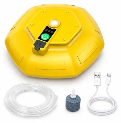 Produktbild von Belüfterpumpe Angeln Akku 3000mAh, Schwimmender Köderbelüfter IPX7, Sauerstoffpumpe für Köderbehälter Aquarium 5-30 Gallonen