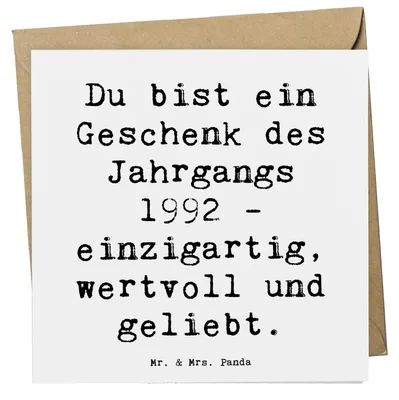 Produktbild von Mr. & Mrs. Panda Grußkarte Spruch 1992 Geburtstag Geschenk - Weiß - geboren, Happy Birthday, Geburtsjahr, am, doppelkarte, faltkarte, anlasskarte, Alter, Geschenkideen
