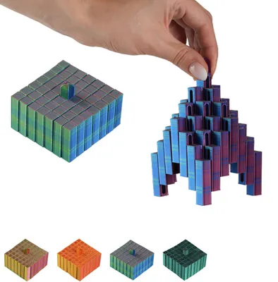 Image de Fidget Toy Flexi Grid – jouet de bureau articulé imprimé en 3D, 7,4 cm – Bleu-vert-violet