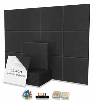 Produktbild von 12-teiliges Set Filz-Pinnwand, selbstklebend, 30 x 30 cm, schwarz