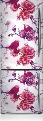 Produktbild von Aufkleber Kühlschrankmagnete Dekoration Kühlschrankfolie 60x180 cm - Lila Vögel.