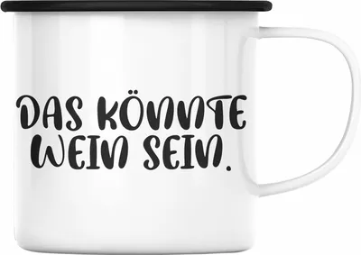 Produktbild von Trendation - Lustige Emaille Tasse Spruch - Das Könnte Wein Sein - Weinliebhaber Geschenk Sprüche Emaille Emaille Tasse Büro Kollege Kollegin (Schwarz)
