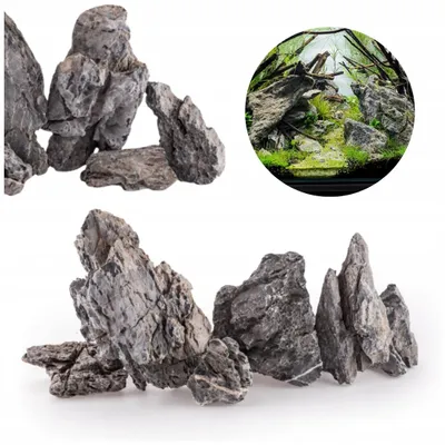 Immagine prodotto di Decorazioni Acquario Rocce per Acquario Scenery 15 kg, Pietre Grigie Naturali per Aquascaping e Rifugi