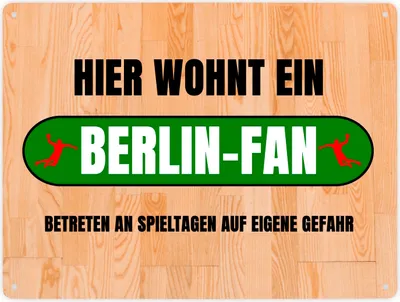 Produktbild von Hier wohnt ein Berlin-Fan Metallschild XXL in 28x38 cm mit Turnhallenboden Motiv