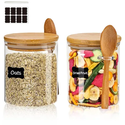 Vorratsgläser 540 ml, 2er-Set, luftdicht, mit Deckel & Löffel