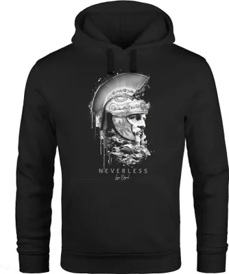 Produktbild von Hoodie Herren Sparta Spartaner Kopf Helm Krieger Kapuzen-Pullover Männer Fashion Streetstyle Neverless® schwarz XXL