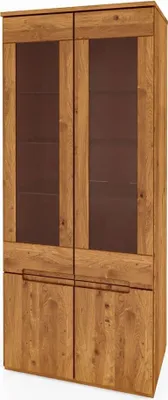 Produktbild von Vitrine Bento aus Wildeiche massiv 74x45x176 cm mit 4 Türen und Glas