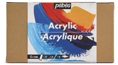 Acrylfarbset, 12 Tuben à 20 ml, mit Pinsel, Spachtel & Malkarton
