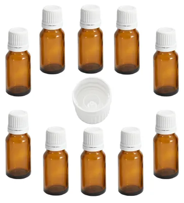 10x 10 ml Tropfflasche braun mit Globuli-Einsatz