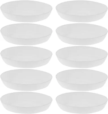 Obrázek produktu pro Kulaté podtácky z plastu, 10 kusů, průměr 9 cm, bílé barvy, vhodné pro květináče