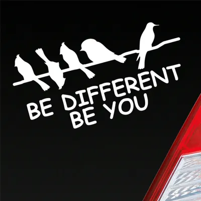 Produktbild von Auto Aufkleber Be different be you Schräger Vogel Birds 19x10 cm Weiss Matt Sticker Heckscheibenaufkleber