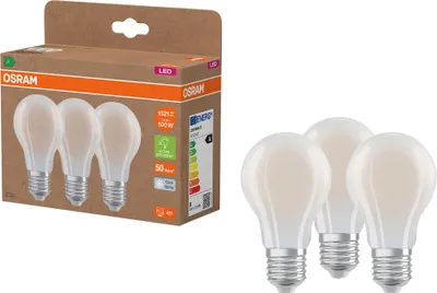 Image de OSRAM lampe LED, E27, 7,2W, 4000K, EEK : A, 1521lm, blanc neutre, IP20, 3 pièces
