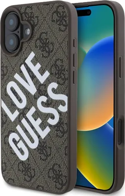 Produktbild von Guess PolyurethanLeather 4g Big Love Logo Magsafe Iphone 16 Handyhülle Braun Braun One Size