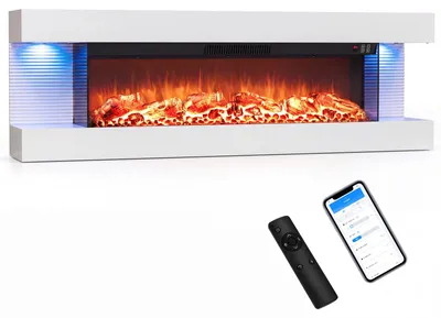 Obrázok produktu pre COSTWAY Elektrický krb, 32 palcov, 3-stranný, vykurovanie 750W/1500W, dekoratívny krb s LED osvetlením, 3D efekt plameňa, 12 farieb plameňa, ovládanie cez aplikáciu a diaľkový ovládač