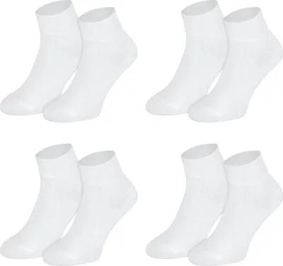 Tobeni 8 Paar Kurz-Socken Quarter Socks ohne Gummi für Sie und Ihn Weiss