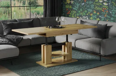 Produktbild von Endo-Möbel Couchtisch Iso 110-170cm Doppellift höhenverstellbar ausziehbar erweiterbar Funktionstisch (Artisan Eiche)