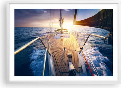Produktbild von Gerahmtes Poster - Weißer Rahmen - Segelboot Meer - 70x50 cm - Wand Bild - Wanddeko - Wandbilder - Kunstposter - Wandposter - Bilderrahmen - Bilder - Kunstdruck - Wandbild - P2WAA70x50-4076