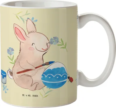Produktbild von Mr. & Mrs. Panda Tasse Hase Marienkäfer - Blumig - Geschenk, Osterhase, Pott, Ostern, Kaffeebecher, Picknicken, Kaffeetasse, Ostergrüße, Frühling, Becher, Teetasse