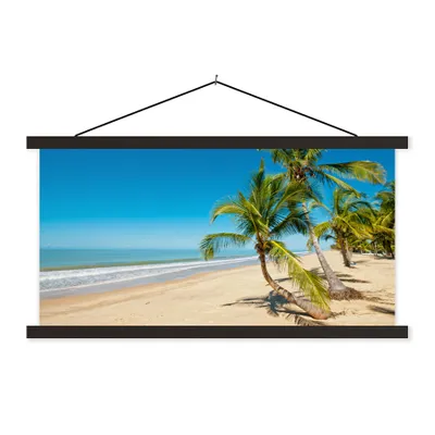 Produktbild von MuchoWow® Textilposter Strand - Meer - Palme 150x75 cm mit schwarzem Rahmen - Posterleiste