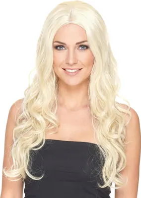 Produktbild von Locken Langhaar-Perücke Deluxe platinblond - Einheitsgröße