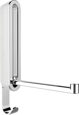 A chrome-plated folding hook is shown against a white background.