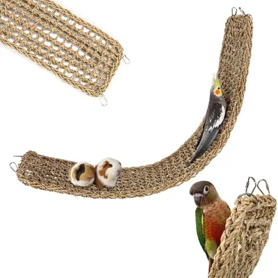 Produktbild von Seegrasmatte Vogel Hängematte Kletterseilnetz 100 x 18 cm für Papageien und Kleintiere