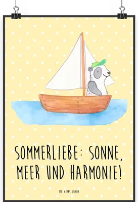 Produktbild von Mr. & Mrs. Panda Bild Sommerliebe DIN A0 - Gelb Pastell - Geschenk, Strand, Natur, Posterdruck, Kuscheln, Sommerferien, Kamin, drucke, wanddeko, Sommergefühle, Wandbild