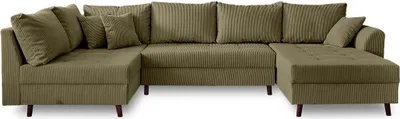 Produktbild von Lisa Design Rune, Wohnlandschaft links, 7-Sitzer, mit hocker, aus Cord , Grün