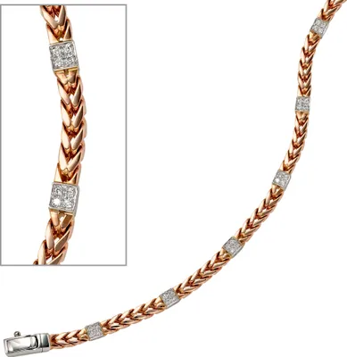Produktbild von JOBO Armband 585 Gold Rotgold Weißgold 28 Diamanten Brillanten 19 cm Kastenschloss