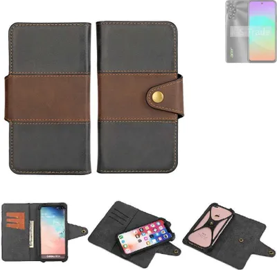 Produktbild von K-S-Trade Handyhülle Schutzhülle Hülle Bookstyle Wallet-Case kompatibel mit Acer Sospiro A60 Bumper Rundumschutz schwarz-braun 1x