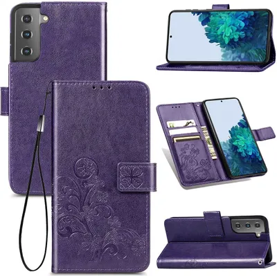 Zdjęcie produktu dla Pokrowiec König Design kompatybilny z etui na telefon Samsung Galaxy S21 ze skóry syntetycznej - fioletowy