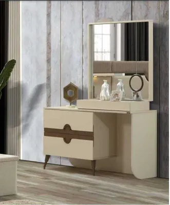 Obrázek produktu pro Béžový toaletní stolek se zrcadlem Design ložnicového nábytku Konso lNew