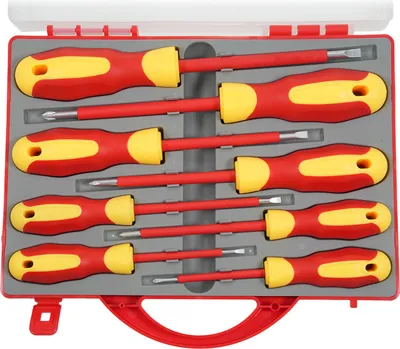 Obrázek produktu pro PENGGONG 9715 8dílná sada šroubováků 500 V, magnetická sada izolovaných šroubováků s jednou hlavou, 4 křížové a 4 ploché šroubováky, profesionální sada šroubováků pro elektrikáře s rukojetí z TPR