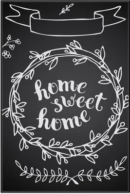 Produktbild von Wallario Wandbild Home sweet Home  Weiß auf Schwarz, Größe: 61 x 91,50 cm, Poster mit schwarzem Aluminiumrahmen