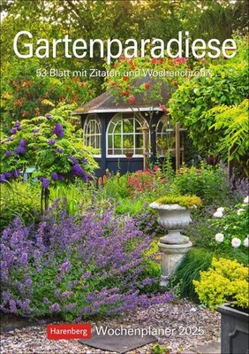 Produktbild von Gartenparadiese Wochenplaner 2025 - 53 Blatt mit Zitaten und Wochenchronik