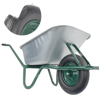 Produktbild von Matrix Schubkarre 100l 250kg PolyurethanRad Bauschubkarre grün Scheibtruhe