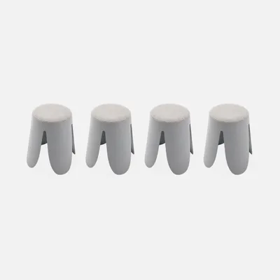 Produktbild von sweeek - 4er Set stapelbare Hocker, strukturierter Bouclébezug - Hellgrau