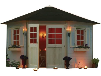 Image de Gartenhaus Fünfeck "Nancy" - 7,88 M² - 4,24 x 3 x 2,82 M - 28 mm