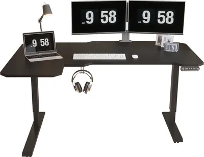 Zdjęcie produktu dla Hilodesk 150cm L Elektryczne Biurko stojące z regulowaną wysokością, biurko stojące do domowego biura, biurka komputerowego, czarny