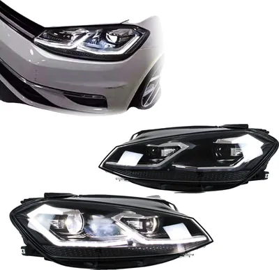 Zdjęcie produktu dla Zestaw reflektorów LED, 12 V, kompatybilny z Golf MK7.5 TSI TDI 2017-2020, wodoodporny, dynamiczne kierunkowskazy, łatwa instalacja