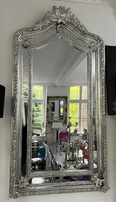 Produktbild von Casa Padrino Barock Spiegel Silber - Rechteckiger Wandspiegel im Barockstil - Handgefertigter Barock Garderoben Spiegel - Barock Interior - Barock Möbel - Edel & Prunkvoll