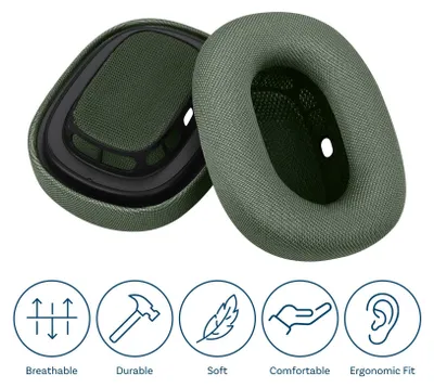 Produktbild von Ersatz Ohrpolster für AirPods Max Kopfhörer Memory Schaum/Mesh Gewebe Grün