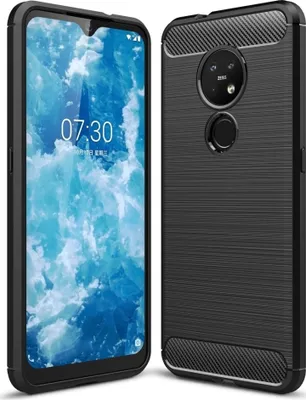 Produktbild von Mobigear Brushed Slim  Nokia 7.2 Hülle Flexibles TPU Backcover - Schwarz