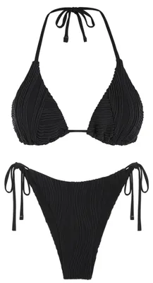 Produktbild von ZAFUL Bikini-Sets für Damen, Neckholder, Zweiteiliger Badeanzug, gerippt, hoher