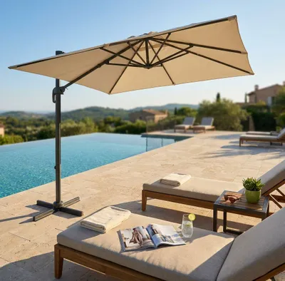 Immagine prodotto di Milani Home - Ombrellone 2x3 Da Giardino Esterno Luce Venduta Separatamente Con Palo Decentrato Laterale A Braccio Colore Ecru Modello Volta - Ecrù
