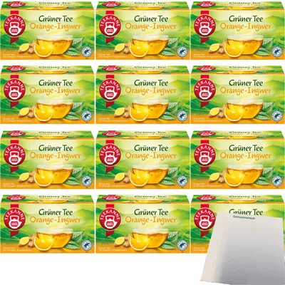 Produktbild von Teekanne Grüner Tee Ingwer Orange 12er Pack (12x 20x 1,75g Teebeutel) + usy Block