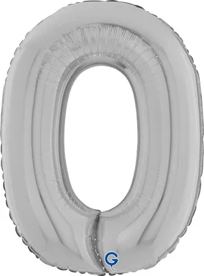 Image de Ballon en aluminium géant 26"/66 cm | Chiffre argenté : 0