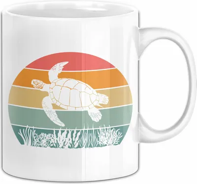 Produktbild von Schildlkröten Tasse Geschenk Vintage Grafik (Weiß)
